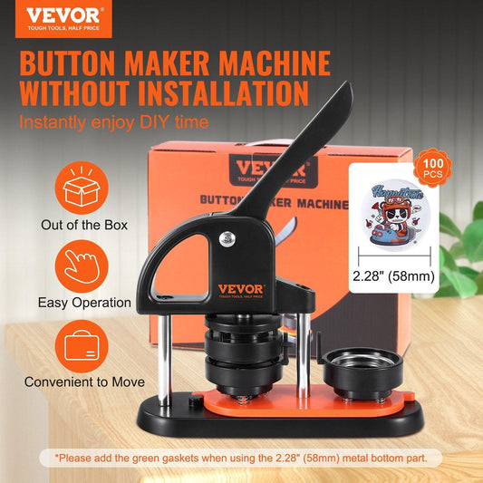 Button Maker Machine, 2.28 inch/58mm Pin Maker, Installation-Free Badge Punch Press Kit, Children DIY Gifts Button Making Supplies with 100pcs Button Parts, Circle Cutter, Magic Book.