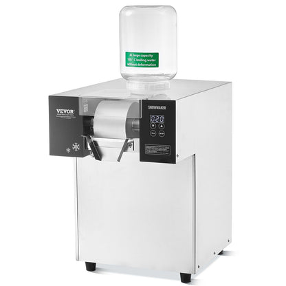 Commercial Snowflake Ice Machine, 385LBS/24H Snowflake Ice Maker, Stainless Steel Ice Shaver Machine, Electric Snow Cone Maker, Liquid Cooling System for Rapid Heat Dissipation, Ice Cream