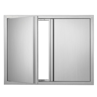 BBQ Access Door, 787x609 mm Double Outdoor Kitchen Door, Stainless Steel Flush Mount Door, Wall Vertical Door with Recessed Handles , for BBQ Island, Grilling Station, Outside Cabinet