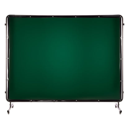 Welding Screen with Frame, 3-Panel 1.74 x 2.34m Welding Curtain Screen, Flame-Resistant Vinyl Protection Screens with 12 Wheels & 6-Level UV Protection for Workshop/Industrial Use, Dark Green