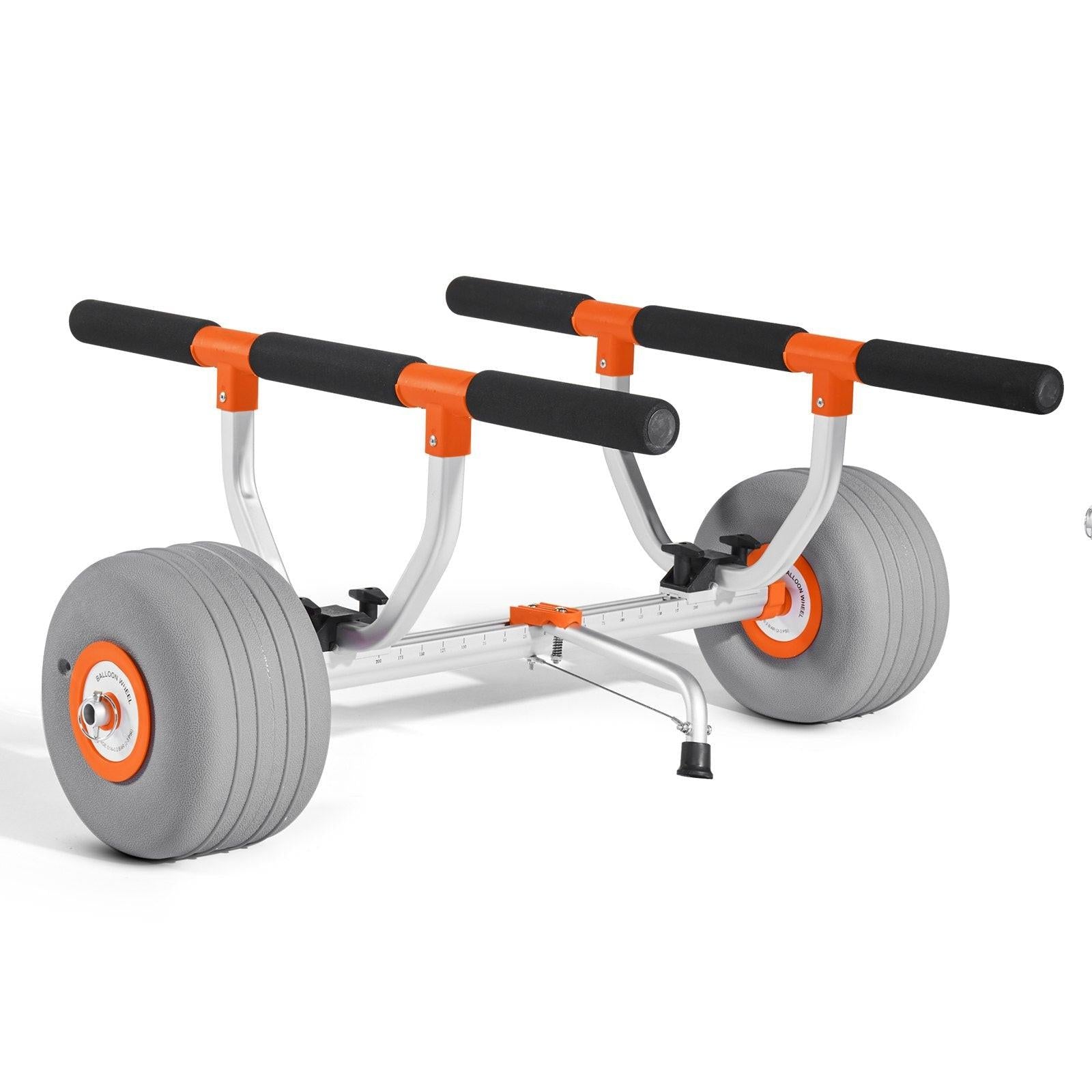 Kayak Cart, 158.8 kg Load Capacity, Kayak Trolley with 30.5 cm Inflatable PU Tires & 2 Straps, Assembles & Disassembles Within Seconds, Paddle Board Trolley for Carrying Kayaks and Canoes.