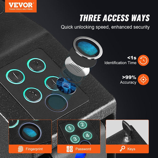 Mounted Gun Safe for Pistols Biometric Gun Safe 3 Access Ways 1 Pistol.