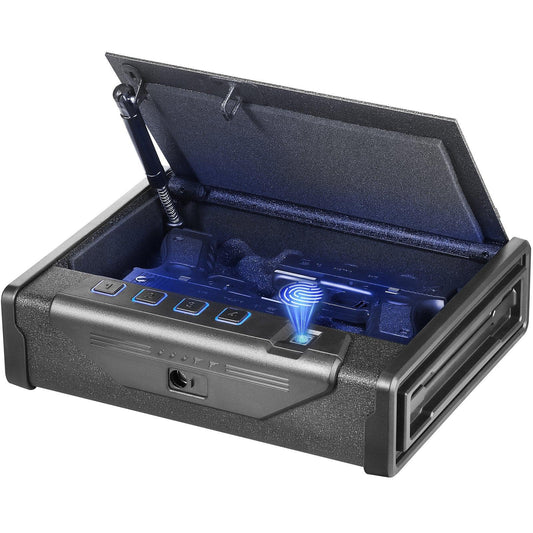 Gun Safe for Pistols Biometric Gun Safe with 3 Access Ways for 2 Pistols.