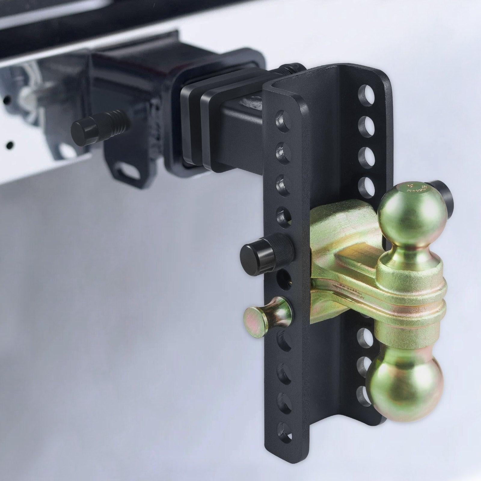 Adjustable Trailer Hitch, 203.2 mm Drop & 165.1 mm Rise Hitch Ball Mount with 50.8 mm Receiver, Solid Tube, 6350 kg GTW, 50.8 m and 58.7 mm 45# Steel Tow Balls with Key Lock for Truck Towing.