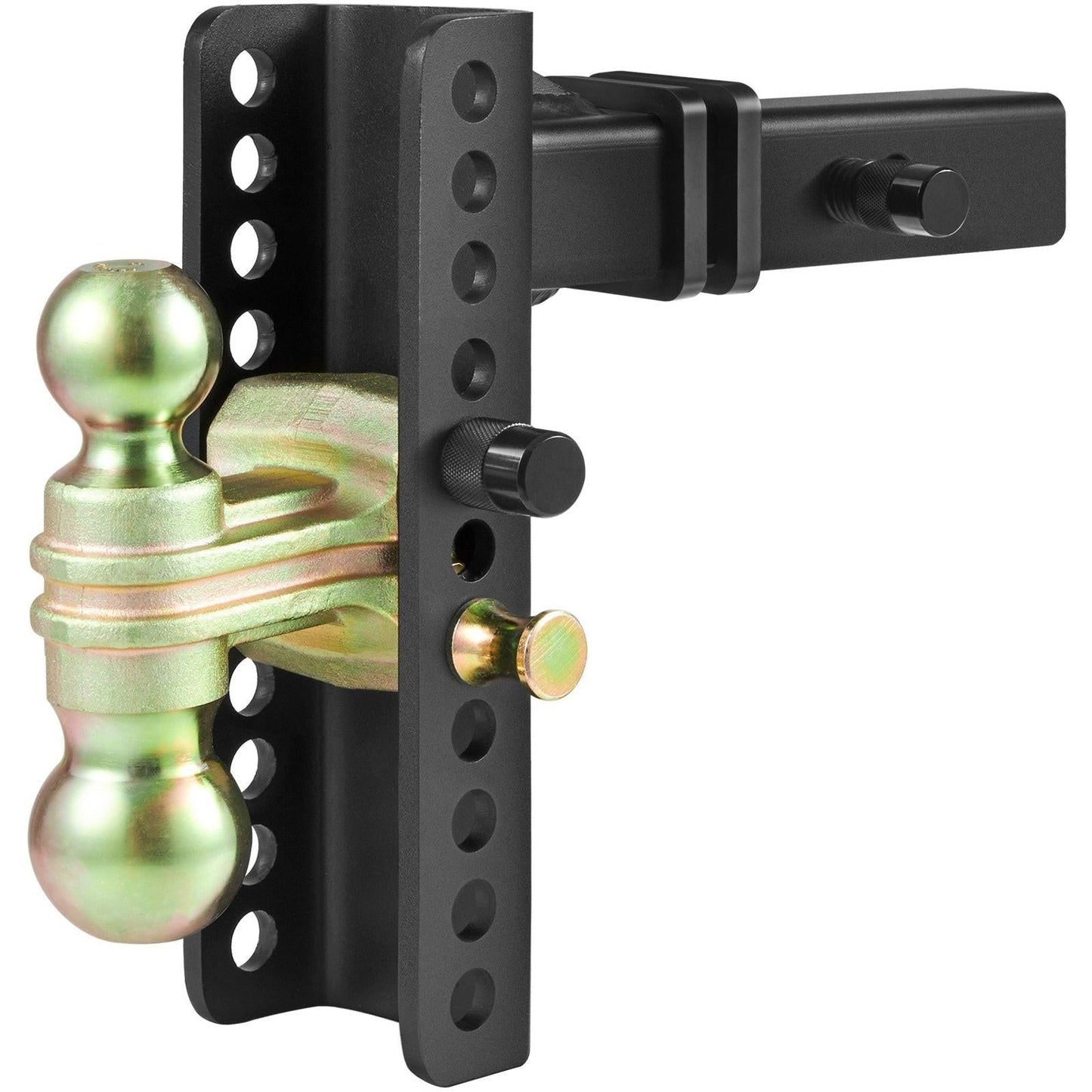 Adjustable Trailer Hitch, 203.2 mm Drop & 165.1 mm Rise Hitch Ball Mount with 50.8 mm Receiver, Solid Tube, 6350 kg GTW, 50.8 m and 58.7 mm 45# Steel Tow Balls with Key Lock for Truck Towing.