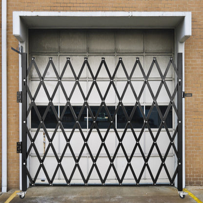Single Folding Security Gate, 216 x 221 cm Folding Door Gate, Steel Accordion Security Gate, Flexible Expanding Security Gate, 360 degree Rolling Barricade Gate, Scissor Gate/Door with Padlock