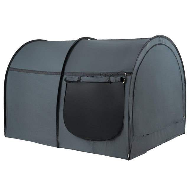 Bed Tent, Pongee Fabric, 4 Doors Breathable Dream Tent with 7 mm Fiber Poles on Bed Privacy, Full Size Block out Light Sleeping Bed Canopy, Fit for Kids Playhouse and Adults Sleeping Tent. Hover Image
