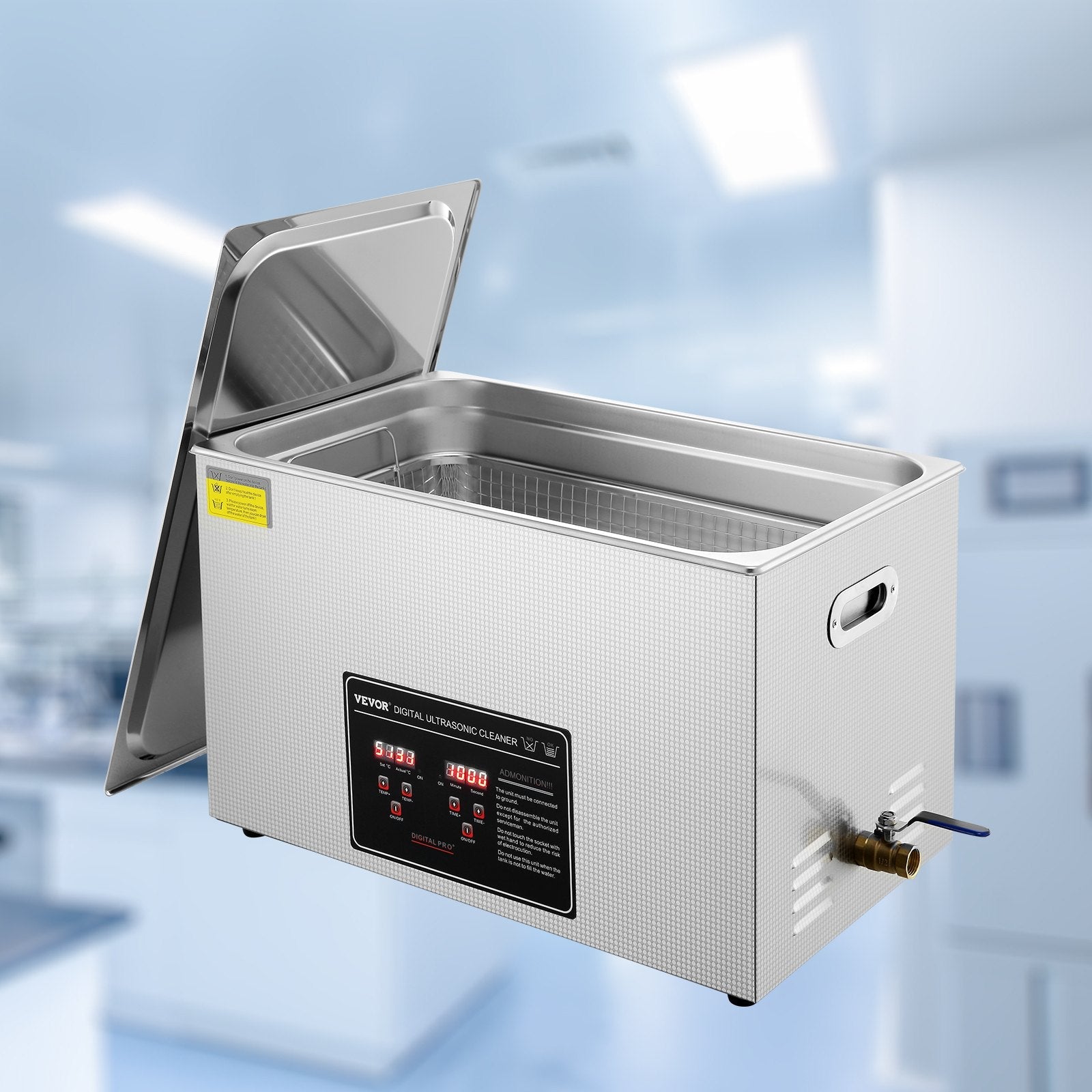 Ultrasonic Cleaner with Digital Timer & Heater, Professional Ultra Sonic Jewelry Cleaner, Stainless Steel Heated Cleaning Machine for Glasses Watch Rings Small Parts Circuit Board (30L).
