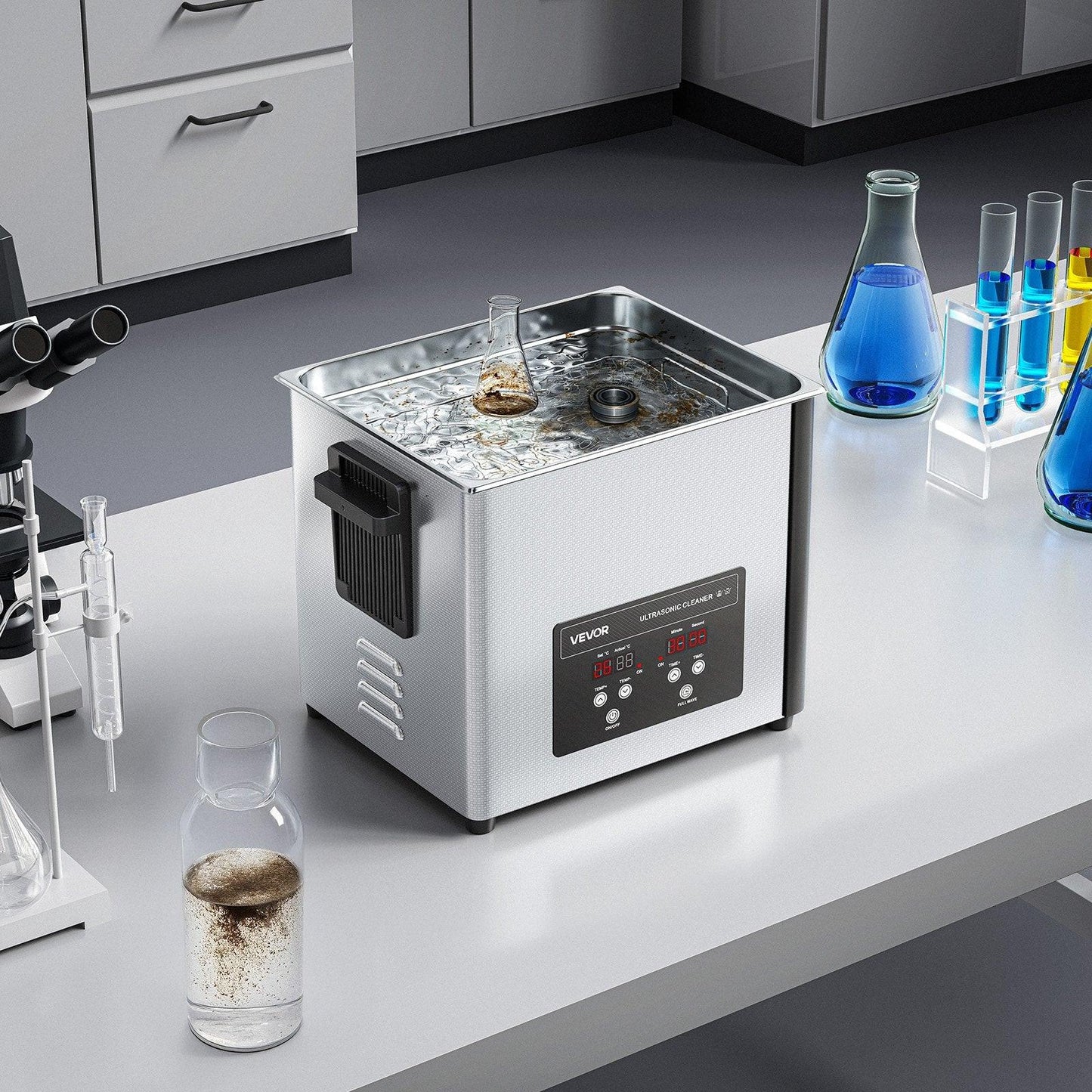 10L Ultrasonic Cleaner, Professional Ultrasonic Cleaner Machine with Cleaning Basket & Digital Display, 180W Stainless Steel 40kHz Cleaning Machine for Watches, Razors, Jewelry, Coins, and More.