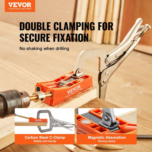 Pocket Hole Jig, 56 Pcs Mini Jig Pocket Hole System with C-clamp, Step Drill, Wrench, Drill Stop Ring, Square Drive Bit, and Screws, for DIY Carpentry Projects.