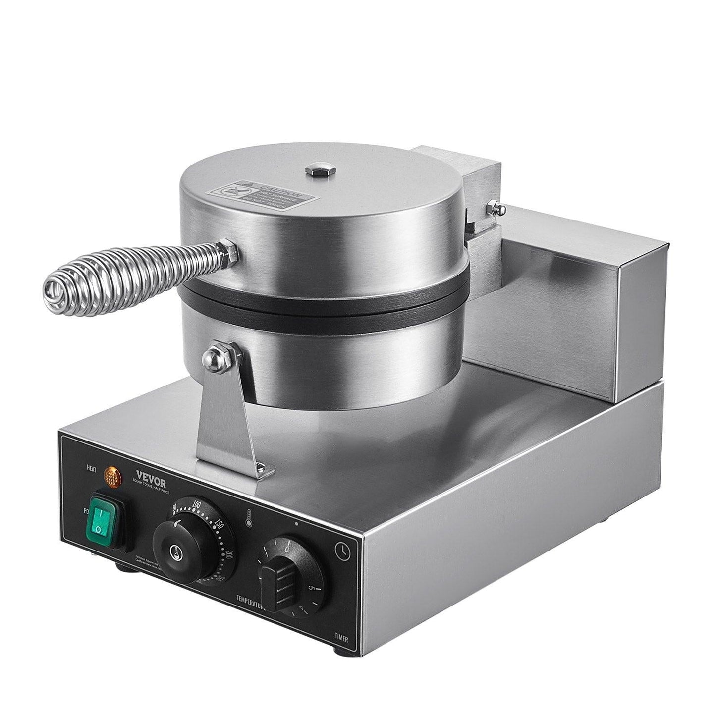Commercial Waffle Maker, 1230W Round Waffle Baker Machine, Non-Stick Stainless Steel Belgian Waffle Iron with Temperature and Time Control, Handle, for Restaurant Bakery Snack Bar Family.