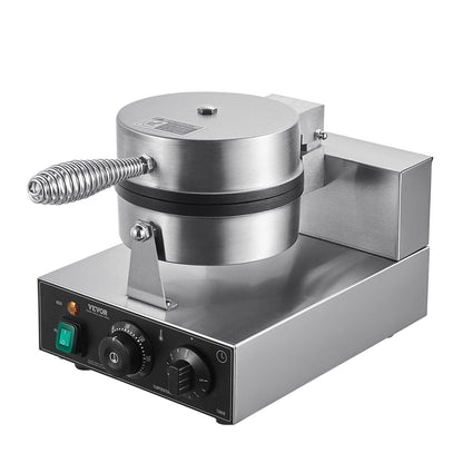 Commercial Waffle Maker, 1230W Round Waffle Baker Machine, Non-Stick Stainless Steel Belgian Waffle Iron with Temperature and Time Control, Handle, for Restaurant Bakery Snack Bar Family.