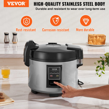 Commercial Rice Cooker, 45-Cup Rice Cooker, 9 Liter Large Rice Cooker and Warmer with Nonstick Inner Pot, Fast Cooking and 12-Hour Keep Warm, with Rice Cup and Paddle, for Restaurant