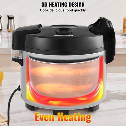 Commercial Rice Cooker, 45-Cup Rice Cooker, 9 Liter Large Rice Cooker and Warmer with Nonstick Inner Pot, Fast Cooking and 12-Hour Keep Warm, with Rice Cup and Paddle, for Restaurant