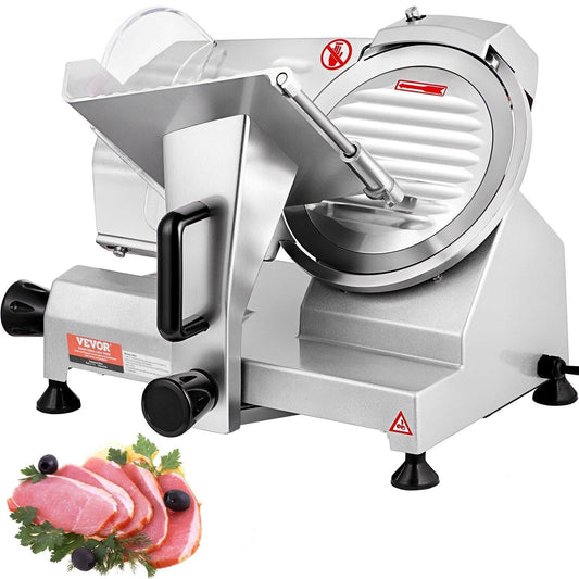 Commercial Meat Slicer, 200W Electric Deli Food Slicer, 350-400RPM Meat Slicer with 8" Carbon Steel Blade, 0 - 0.47 inch Adjustable Thickness Electric Meat Slicer for Home and Commercial Use.