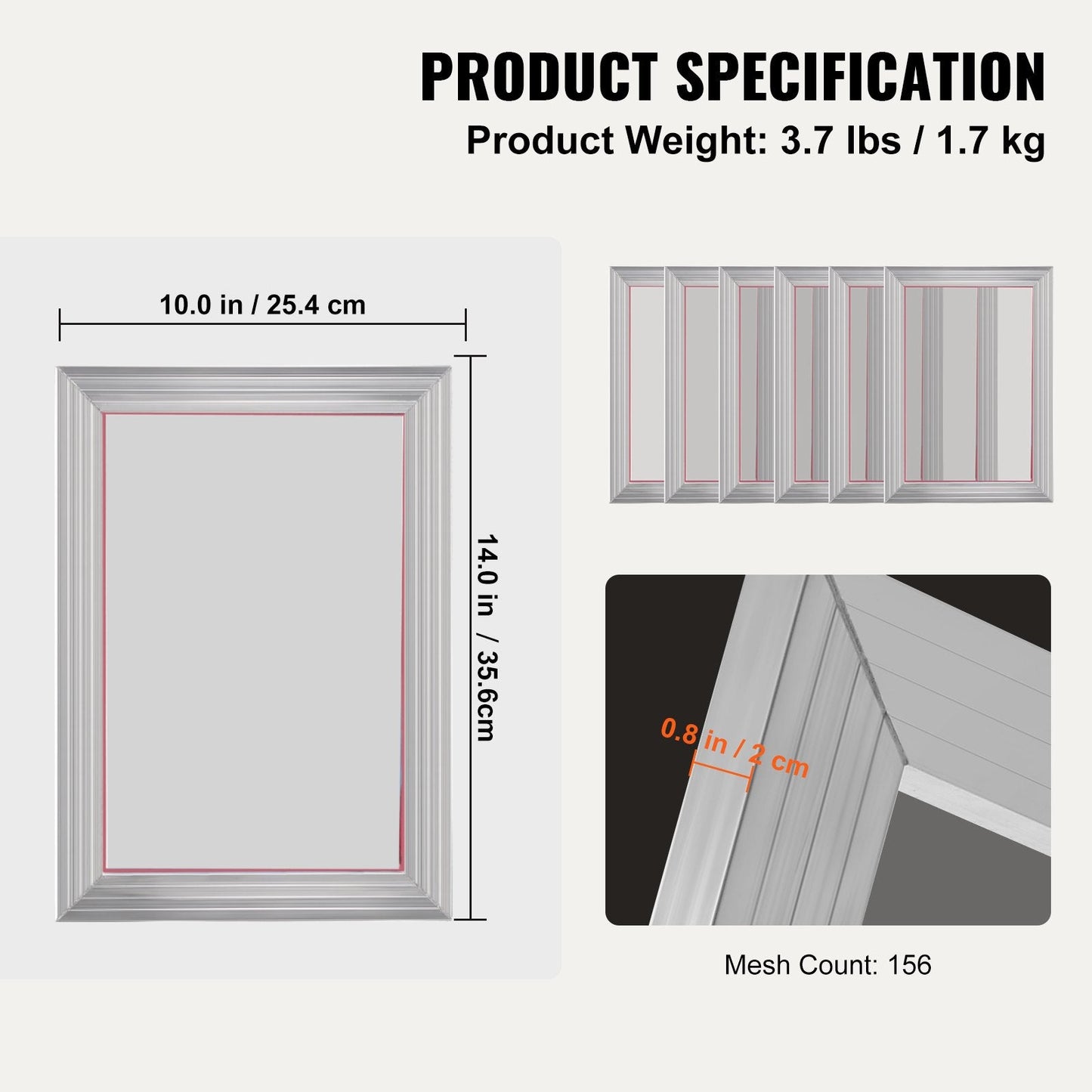Screen Printing Kit, 6 Pieces Aluminum Silk Screen Printing Frames, 25.4 x 35.6 cm Silk Screen Printing Frame with 156 Count Mesh, High Tension Nylon Mesh and Sealing Tape for T-shirts DIY