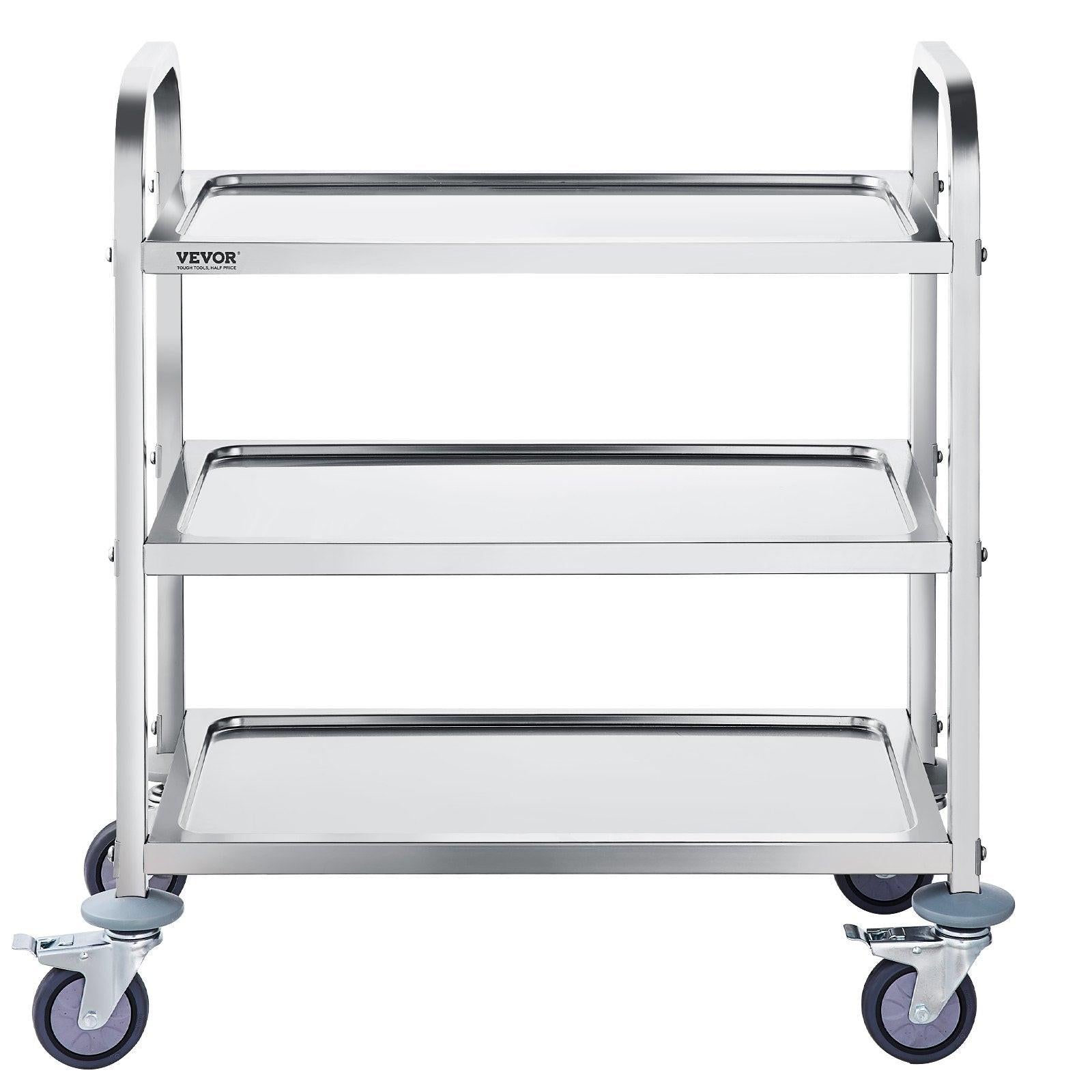 VEVORÂ Stainless Steel Cart,Â 3 LayersÂ Lab Utility CartÂ 181 kg Weight Capacity,Â Medical CartÂ with Lockable Universal Wheels, for Lab, Clinic, Kitchen, Salon.
