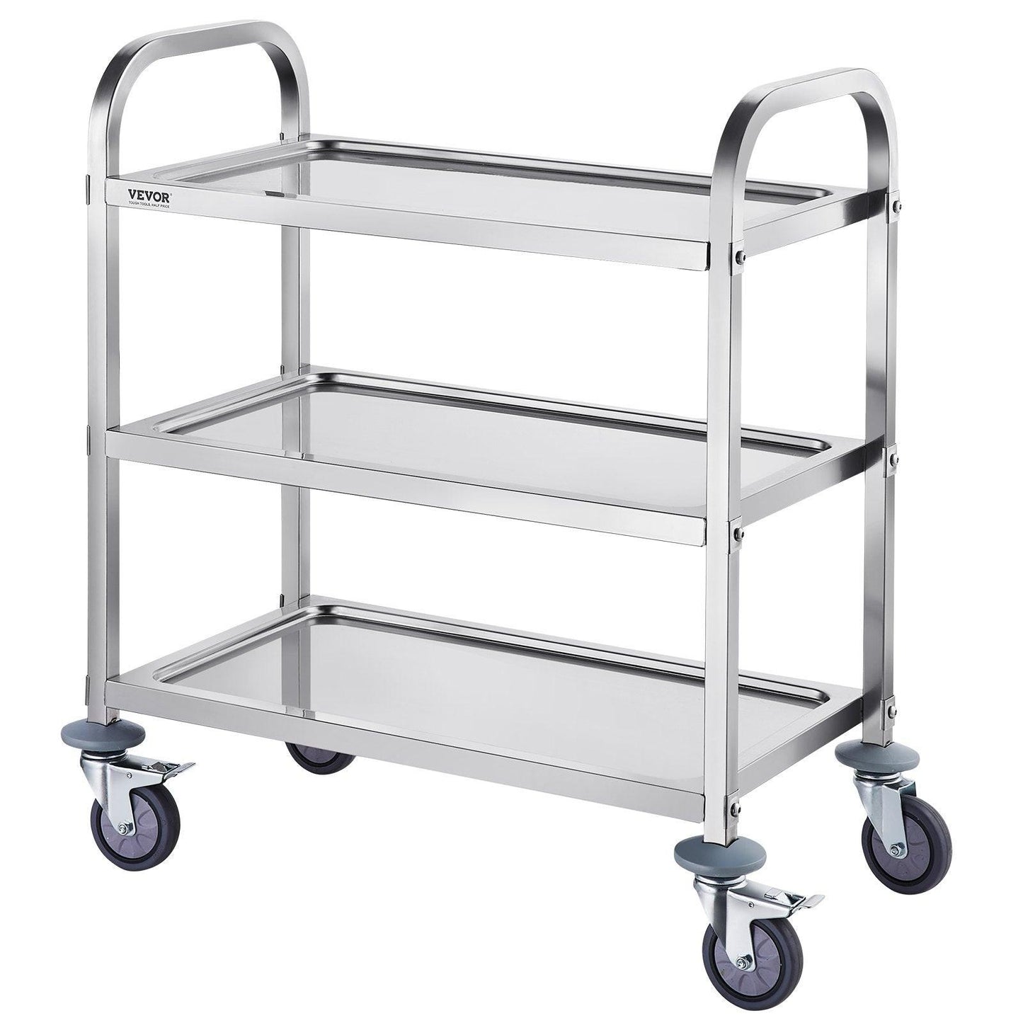 VEVORÂ Stainless Steel Cart,Â 3 LayersÂ Lab Utility CartÂ 181 kg Weight Capacity,Â Medical CartÂ with Lockable Universal Wheels, for Lab, Clinic, Kitchen, Salon.