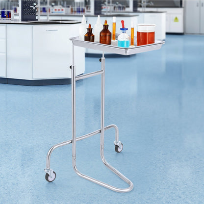 Stainless Steel Lab Cart with Single Tray & 2 Silent Wheels for Lab Clinic