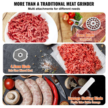 Commercial Electric Meat Grinder 21 Lbs/Min Sausage Stuffer Maker Kitchen.