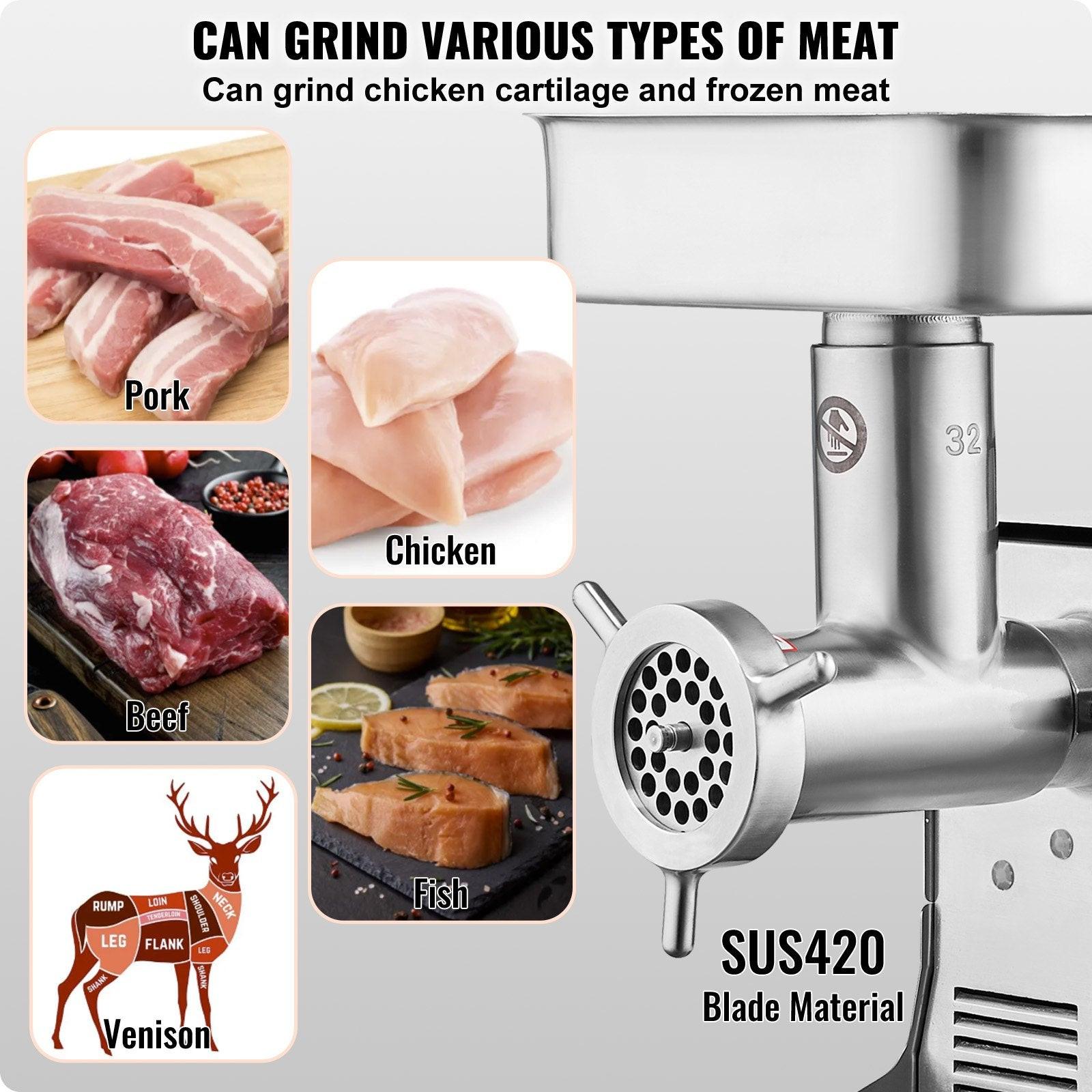 Commercial Electric Meat Grinder 21 Lbs/Min Sausage Stuffer Maker Kitchen.