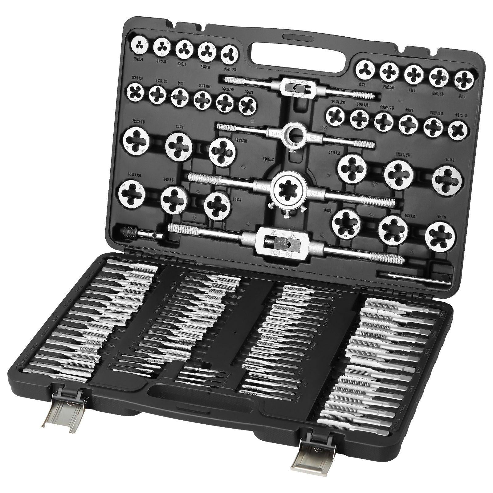 Tap and Die Set 110Pcs Metric Size M2 to M18 Bearing Steel Threading Tool.
