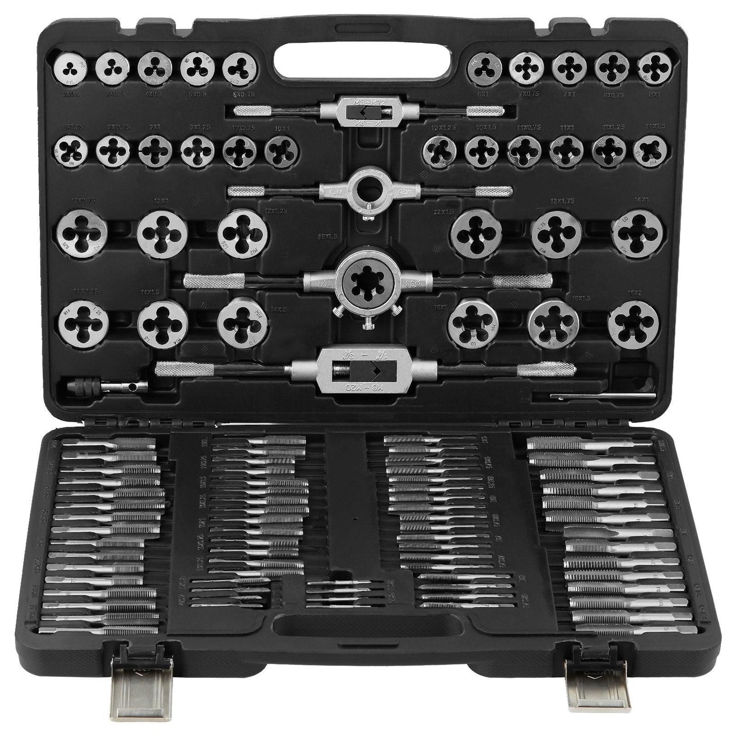 Tap and Die Set 110Pcs Metric Size M2 to M18 Bearing Steel Threading Tool.