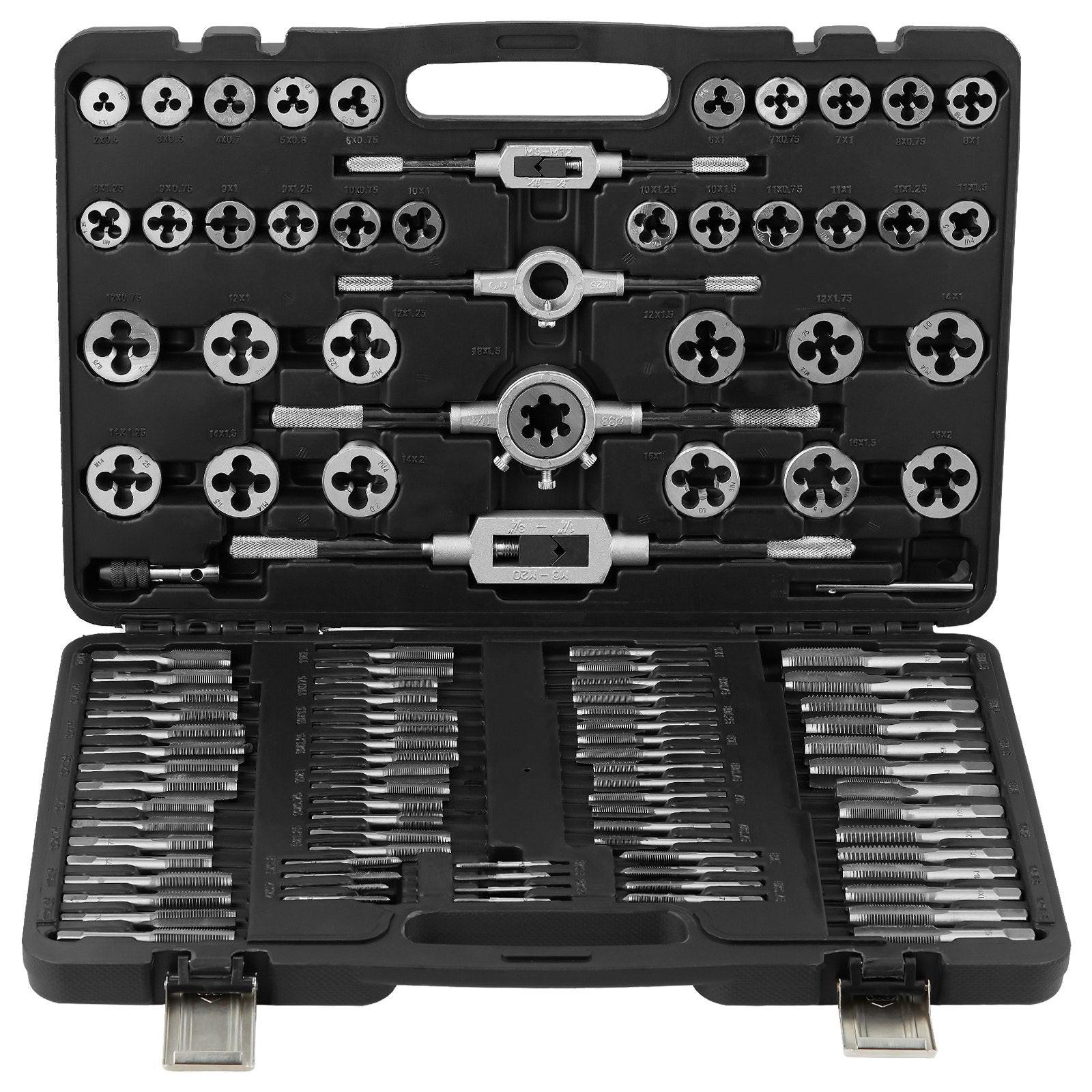 Tap and Die Set 110Pcs Metric Size M2 to M18 Bearing Steel Threading Tool.