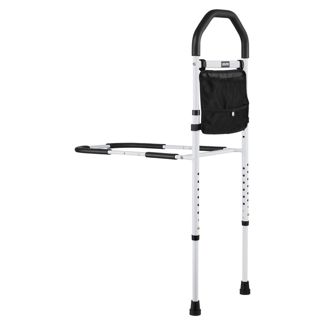 Bed Rail for Elderly, Bedside Assist Rails with Supporting Leg and PU Handrail, Adjustable Height Carbon Steel Pipe Bedside Cane, Bed Bars for Seniors & Patients, Fits King, Queen, Full, Twin Hover Image