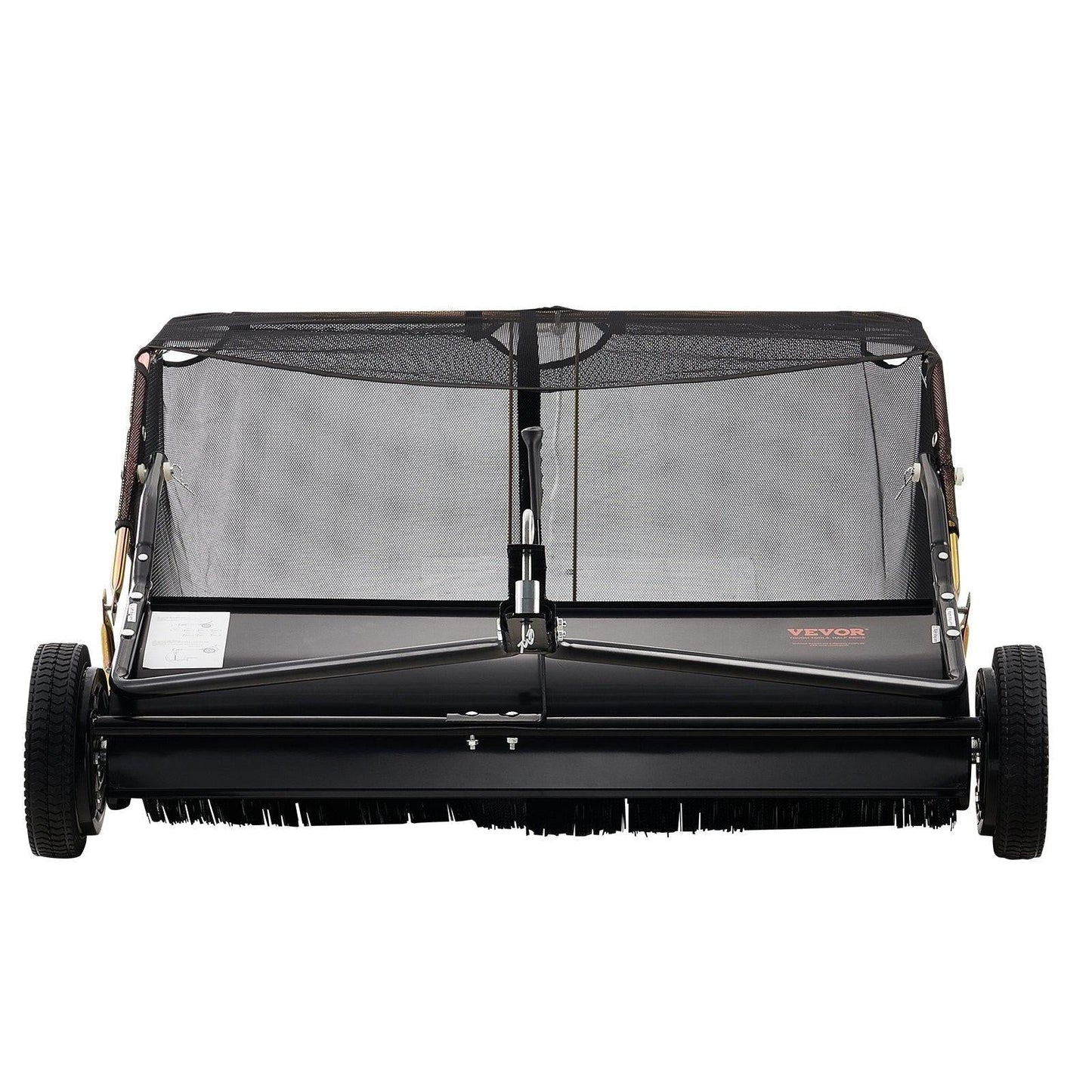 106.6 cm Lawn Sweeper Tow Behind, 12 cu.ft. Large Pull Behind Grass Sweeper, Heavy Duty Leaf & Grass Collector with Dumping Rope Design, Adjustable Sweeping Height for Picking Up Debris & Grass.