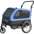 Dog Bike Trailer, Supports up to 40 kg, 2-in-1 Pet Stroller Cart Bicycle Carrier for Small & Large Dogs, Easy Folding Frame with Quick Release Wheel, Universal Bicycle Coupler, Internal Leash