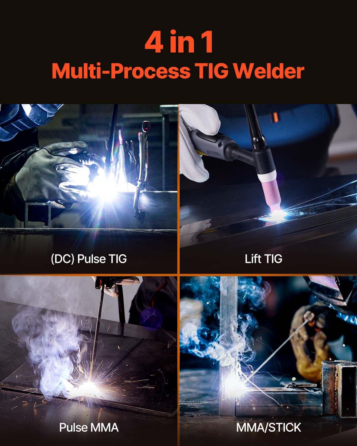 TIG Welder 4-In-1 Welding Machine Pulse MMA Lift STICK IGBT Inverter LED.