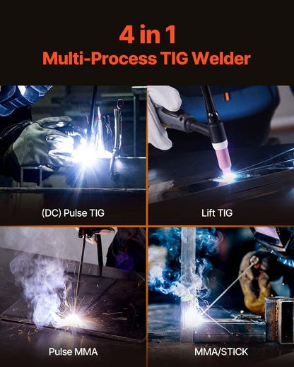 TIG Welder 4-In-1 Welding Machine Pulse MMA Lift STICK IGBT Inverter LED.