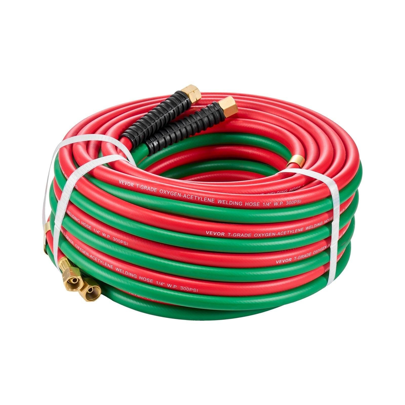 Oxygen Acetylene Hose 1/4-Inch x 50FT T Grade Hose 300PSI Max Working Pressure.