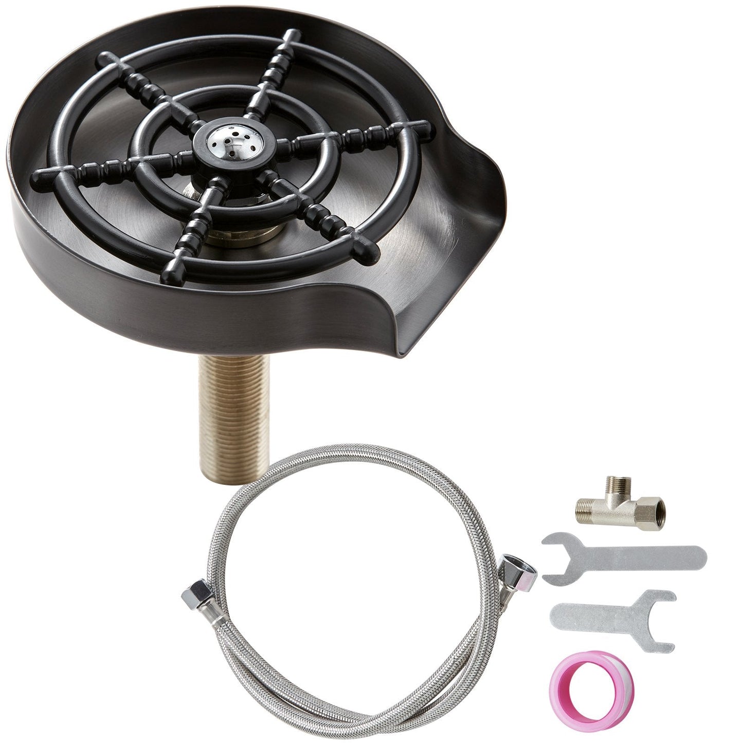 Glass Rinser 10-Hole Rotating Stainless Steel Washer ABS Cup Holder