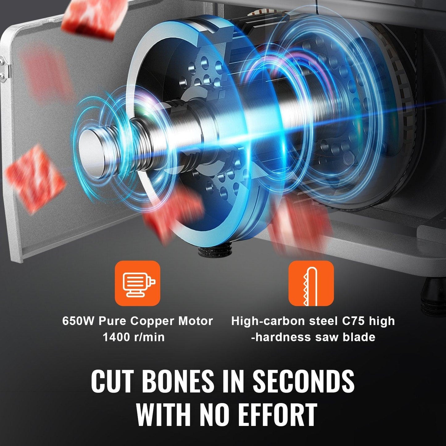 650W Commercial Electric Meat Bandsaw Stainless Steel Bone Sawing Machine.