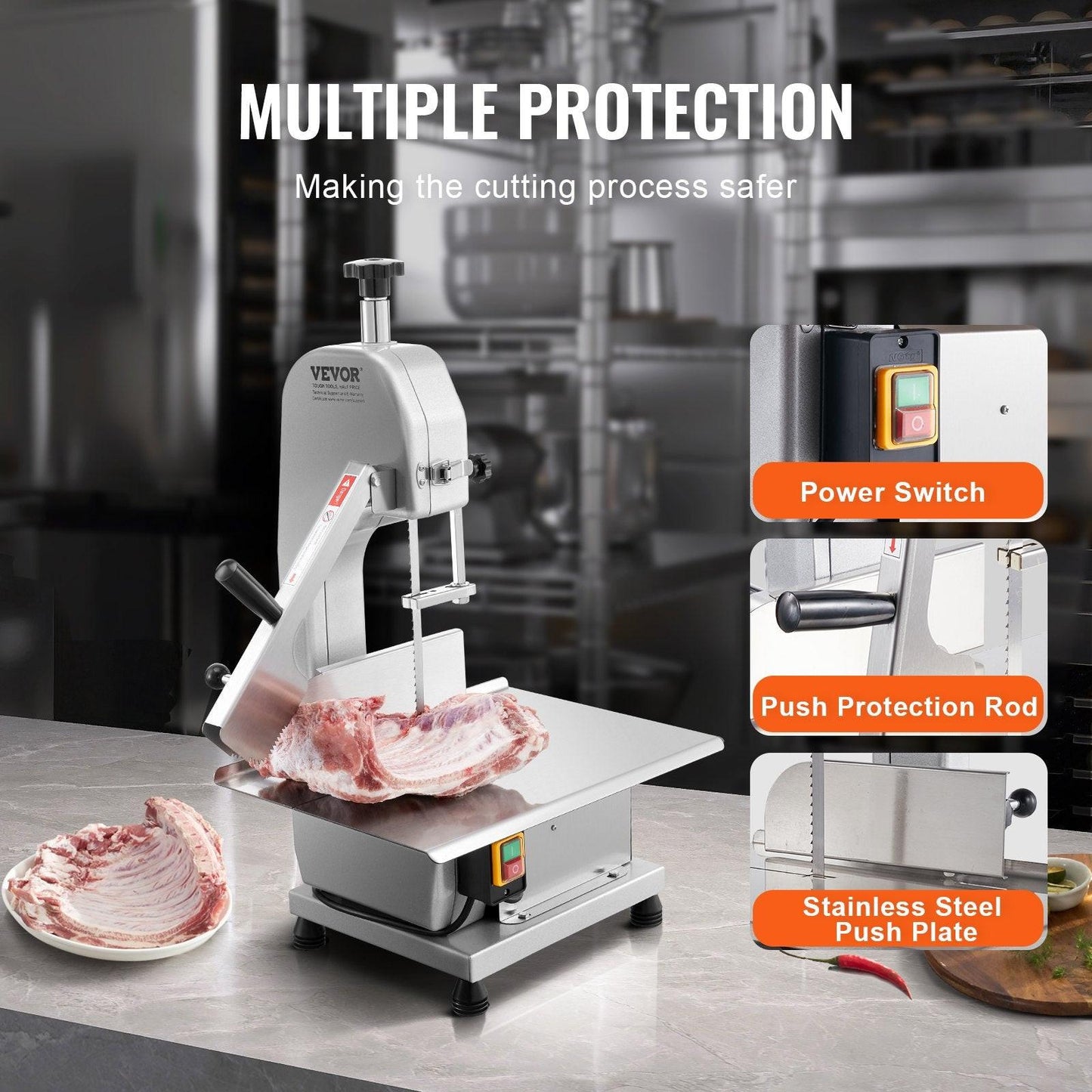 650W Commercial Electric Meat Bandsaw Stainless Steel Bone Sawing Machine.
