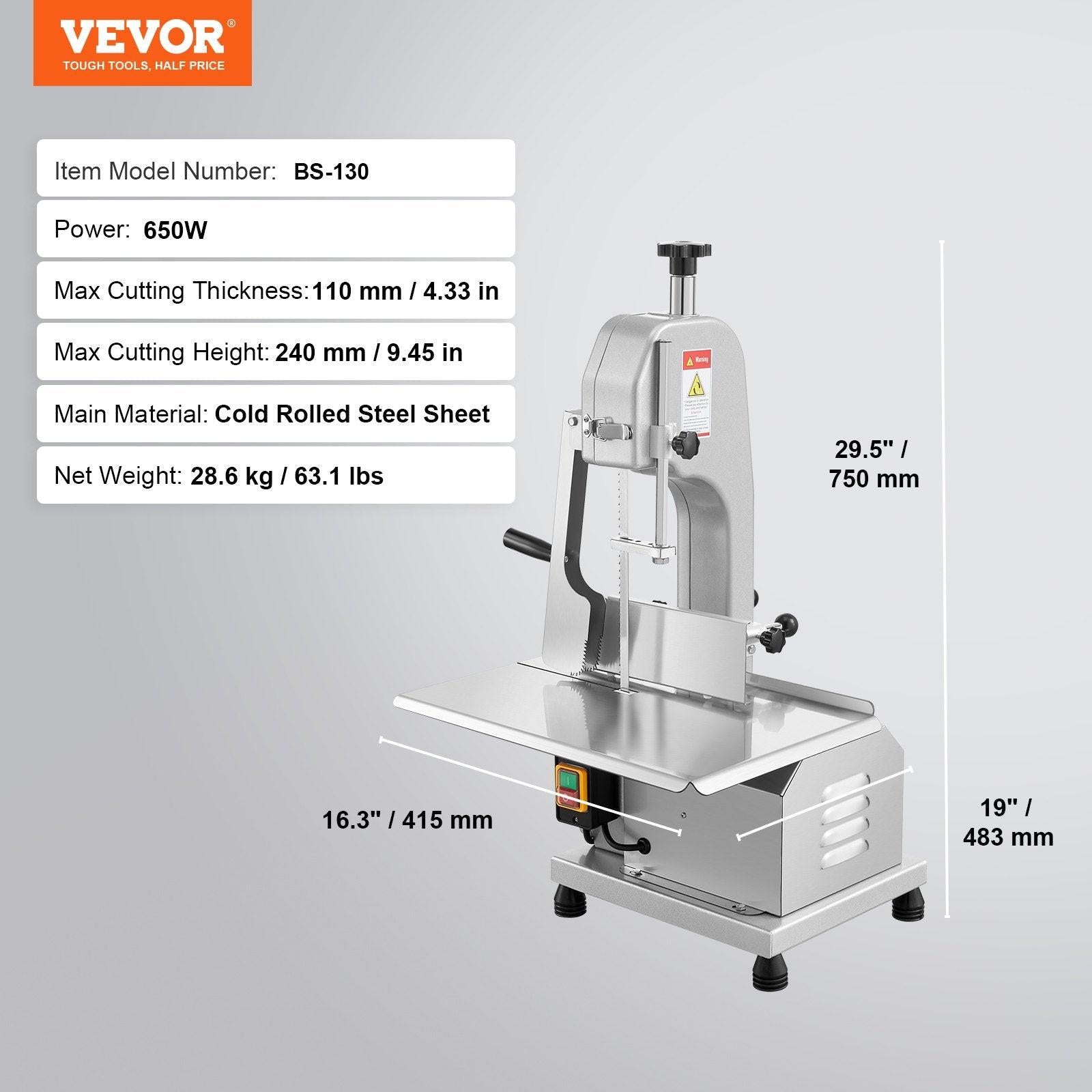 650W Commercial Electric Meat Bandsaw Stainless Steel Bone Sawing Machine.
