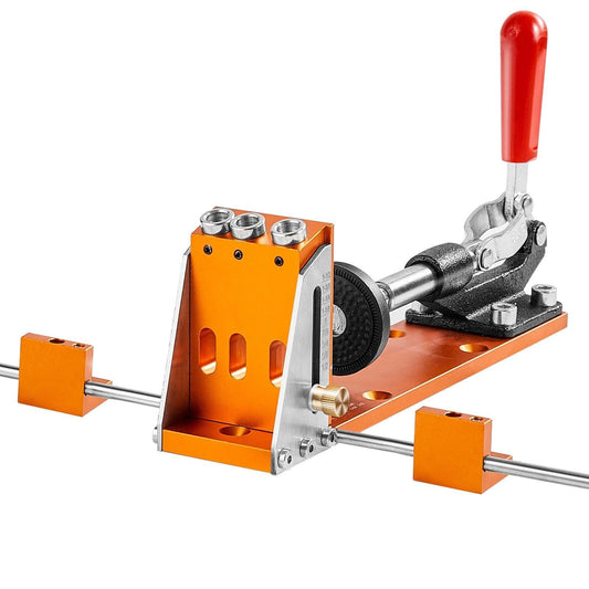 Pocket Hole Jig Kit, 34 Pcs Pocket Hole Jig System with C-clamp, Fixture, Step Drills, Wrenches, Drill Stop Rings, Square Drive Bits, Toolbox, for DIY Carpentry Projects, Adjustable.