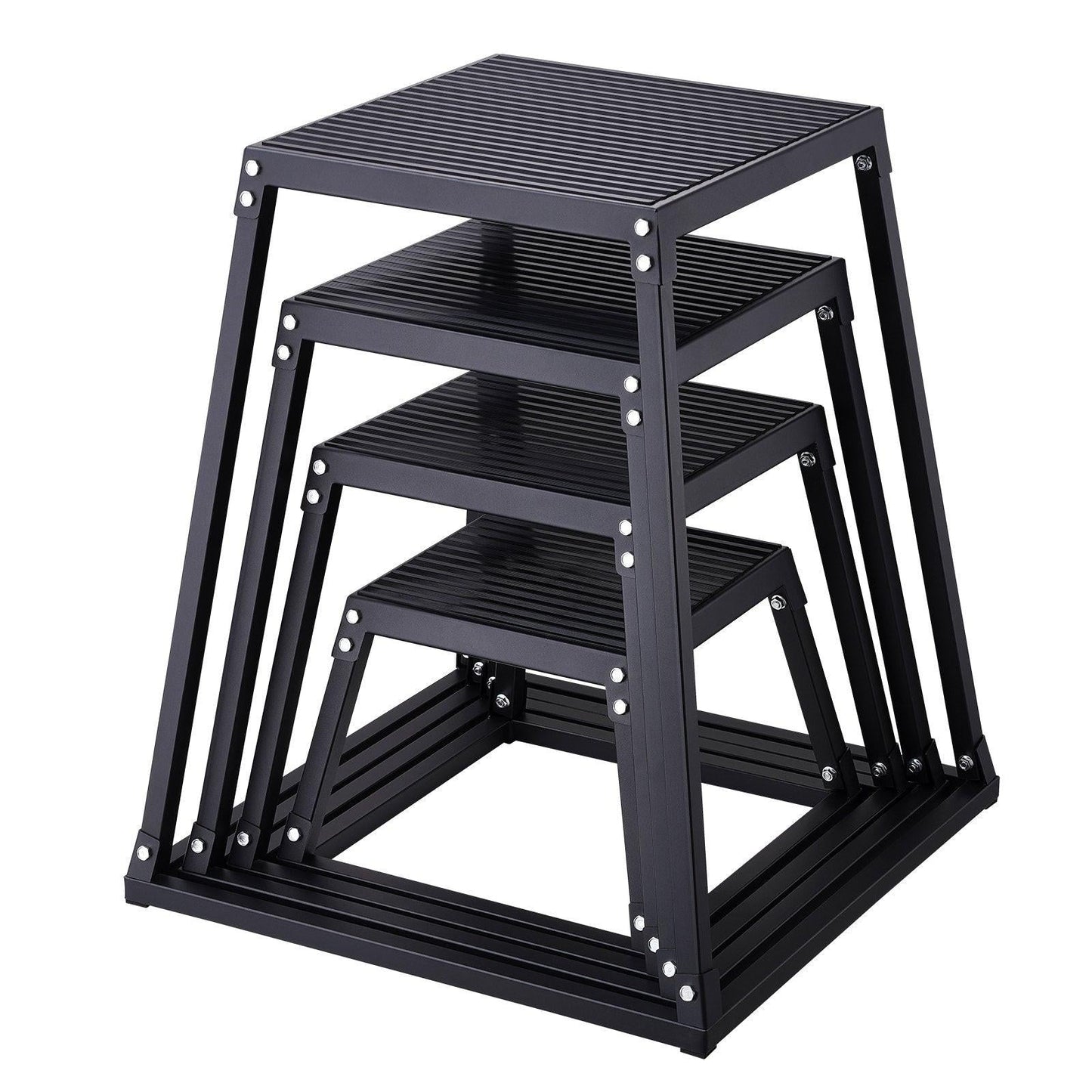 Plyometric Jump Boxes, 12/18/24/30 Inch Plyo Box, Platform and Jumping Agility Box, Anti-Slip Fitness Exercise Step Up Box Set for Home Gym Training, Conditioning Strength Training, Black.