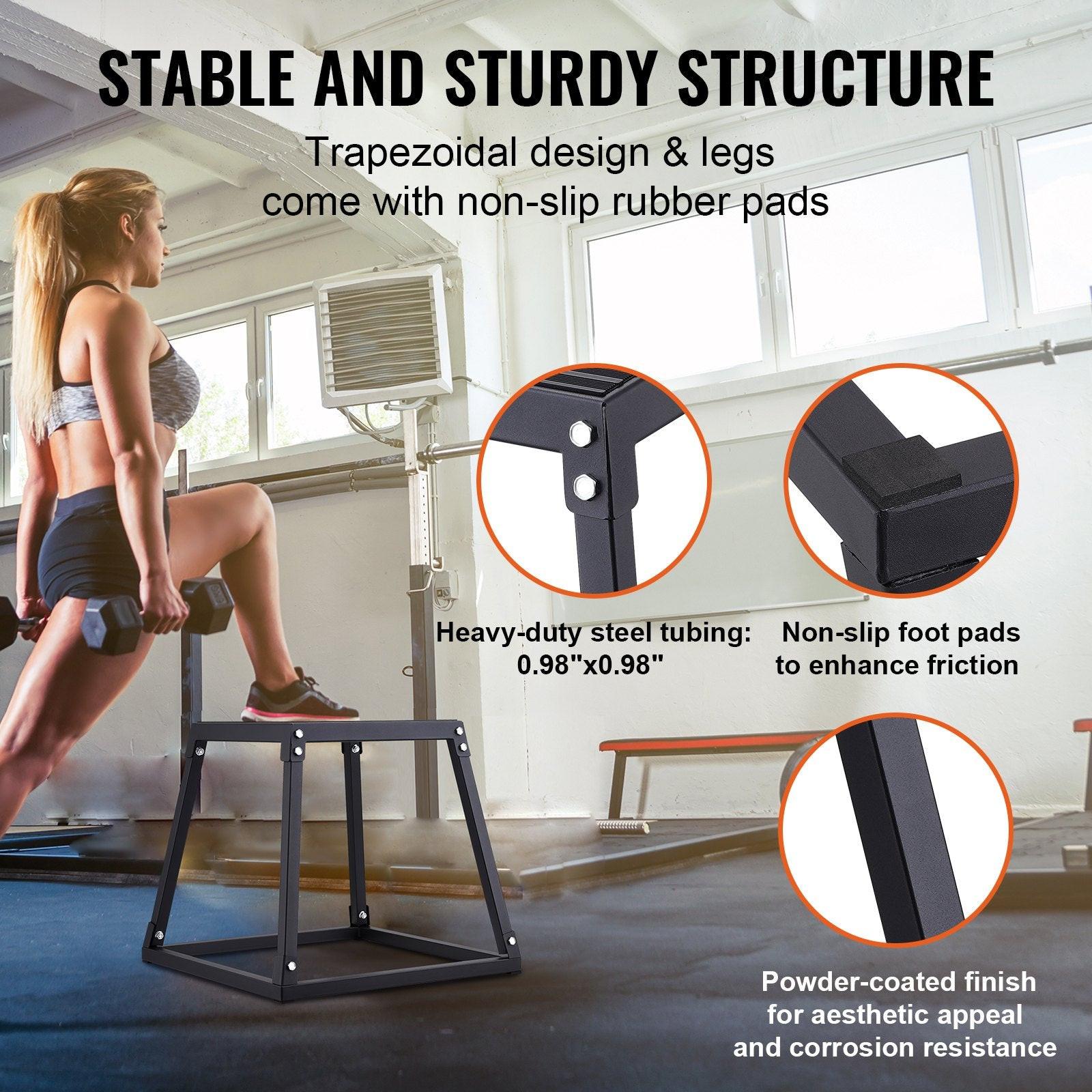 Plyometric Jump Boxes, 12/18/24/30 Inch Plyo Box, Platform and Jumping Agility Box, Anti-Slip Fitness Exercise Step Up Box Set for Home Gym Training, Conditioning Strength Training, Black.