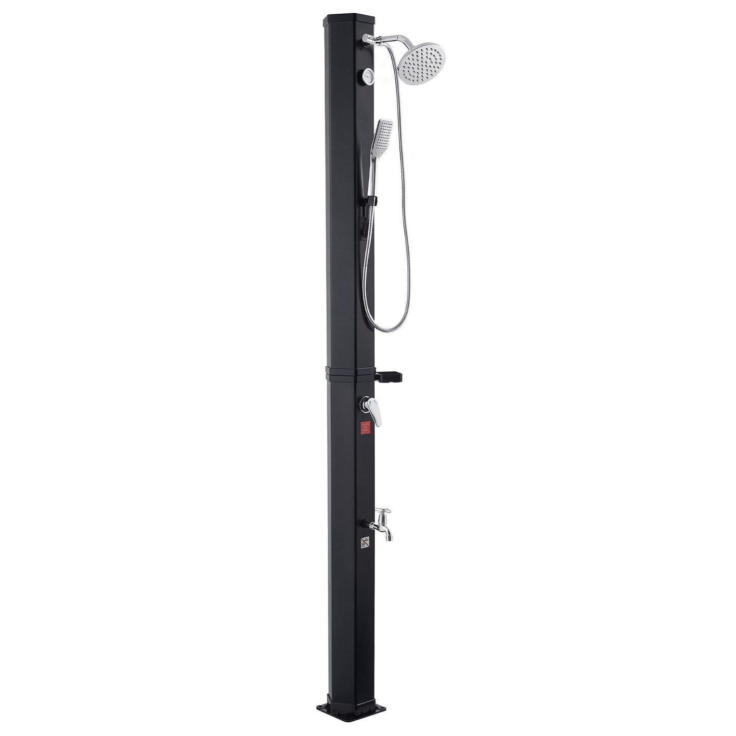 40L Solar Heated Shower, 205cm Showerhead Height Outdoor Shower, with Handheld & Foot Faucet, Hot & Cold Water Adjustment, Freestanding for Backyard Poolside Beach Pool, Black