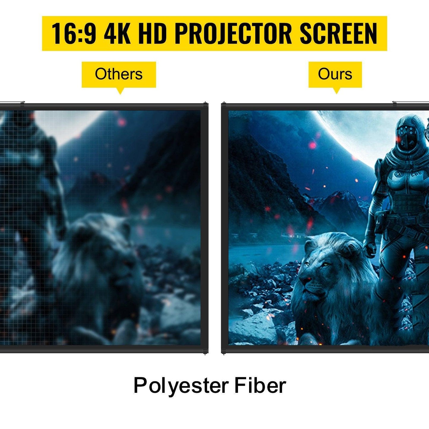 Tripod Projector Screen with Stand 70 inch 16:9 4K HD Projection Screen Stand Wrinkle-Free Height Adjustable Portable Screen for Projector Indoor & Outdoor for Movie, Home Cinema, Gaming, Office.