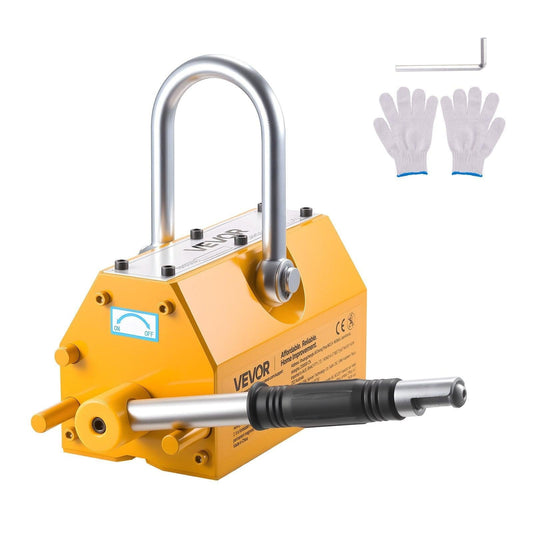 Permanent Magnetic Lifter, 1000 kg Pulling Capacity, Heavy Duty N42 Neodymium Lifting Magnet with Release Handle and Steel Hook, Used in Shop Crane and Hoist, for Lifting Plate Steel, Board.