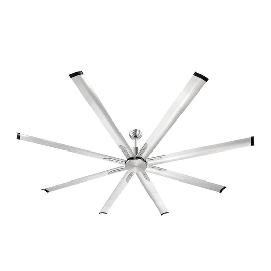 213 cm Ceiling Fan No Light, 6-Speed Remote Control, Aluminum 8-Blade, Reversible DC Motor, Modern Low Profile Flush Mount Fan for Bedroom, Living Room, Patio, Indoor/Outdoor, Brushed Nickel.