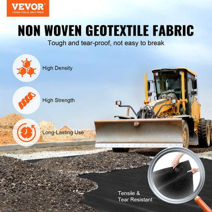 Non Woven Geotextile Fabric Under Gravel, 6x100FT 8OZ Driveway Fabric Landscape Fabric, Heavy Duty Weed Barrier Fabric, Ground Cover Weed Control Fabric, French Drains Drainage Fabric, Black
