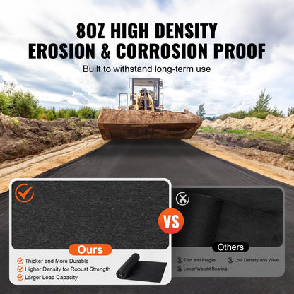 Non Woven Geotextile Fabric Under Gravel, 6x100FT 8OZ Driveway Fabric Landscape Fabric, Heavy Duty Weed Barrier Fabric, Ground Cover Weed Control Fabric, French Drains Drainage Fabric, Black