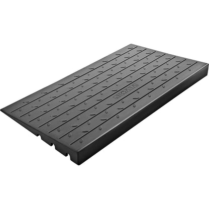 Rubber Threshold Ramp, 7.62 cm Rise Threshold Ramp Doorway, 3 Channels Cord Cover Rubber Solid Threshold Ramp, Rubber Angled Entry Rated 997.9 kg Load Capacity for Wheelchair and Scooter.