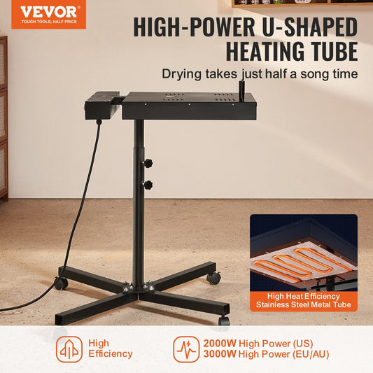 Flash Dryer, 18 x 18 inch Flash Dryer for Screen Printing, 0-750â Temperature Control, High Power Silk Screen Printing Dryer with Height Adjustable Stand, 360Â° Rotation, T-Shirt Curing Machine.