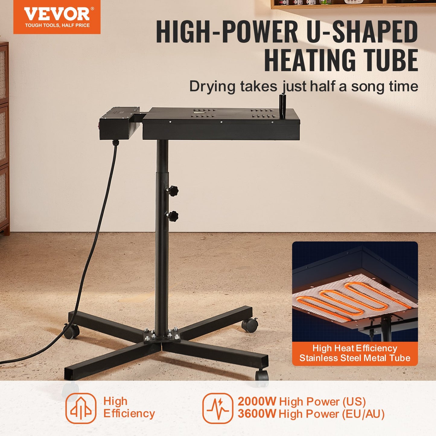 Flash Dryer, 18 x 25 inch Flash Dryer for Screen Printing, 0-750℉ Temperature Control, High Power Silk Screen Printing Dryer with Height Adjustable Stand, 360° Rotation, T-Shirt Curing Machine